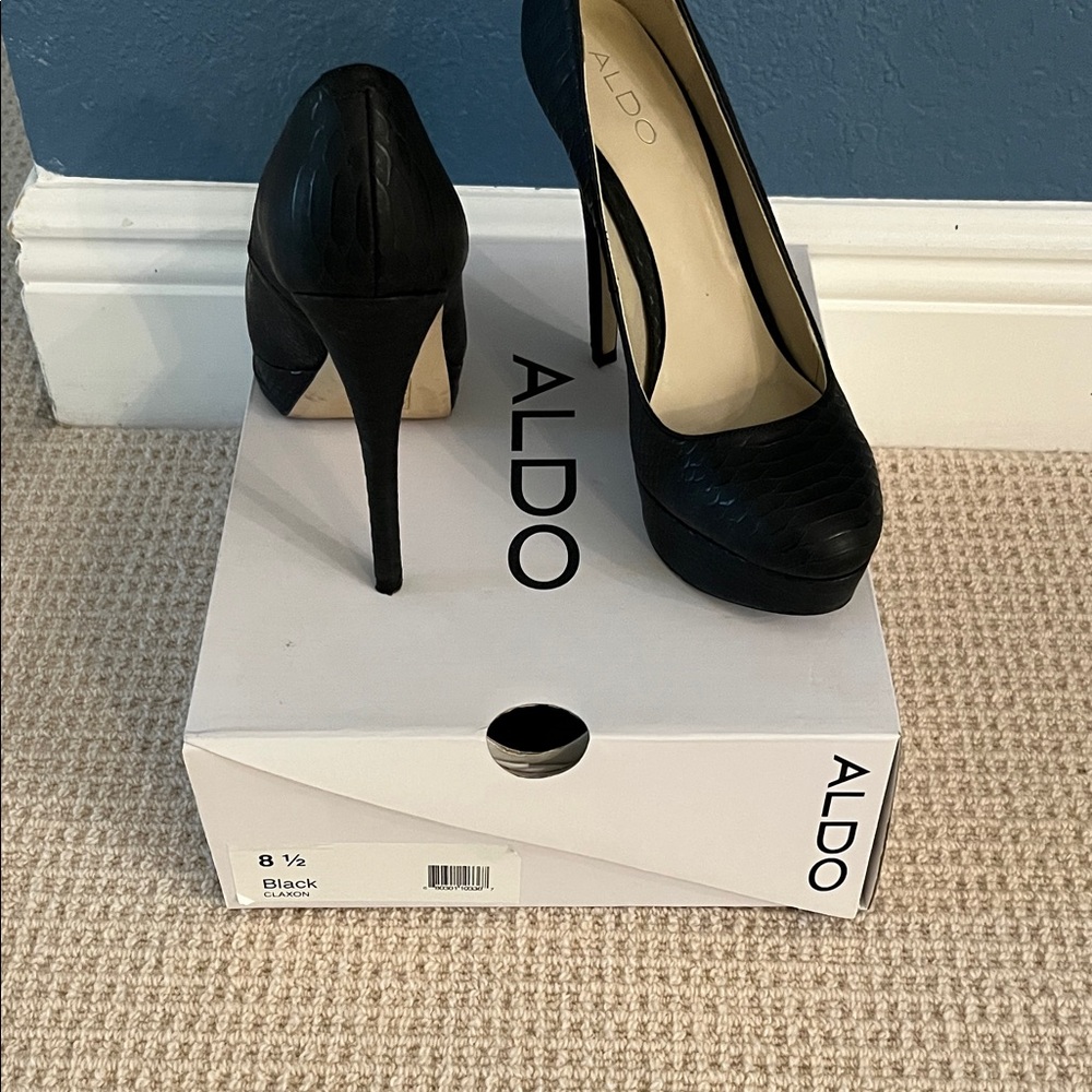 Aldo Claxon Black Textured Stiletto Heels